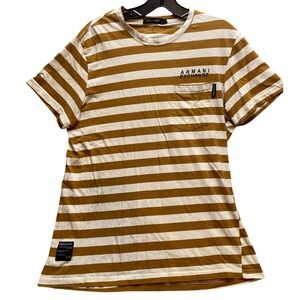 Armani Exchange Shirt Womens Extra Large Gold White Striped Academia Casual‎
